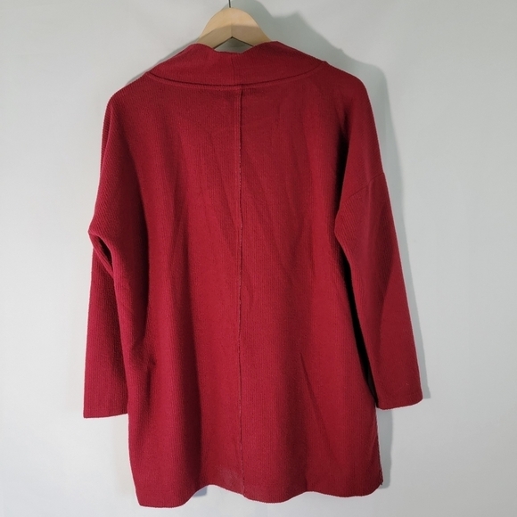 By Anthropologie Burgundy Turtleneck High-Low Long Knit Tunic Sz S Valentine - Picture 6 of 12
